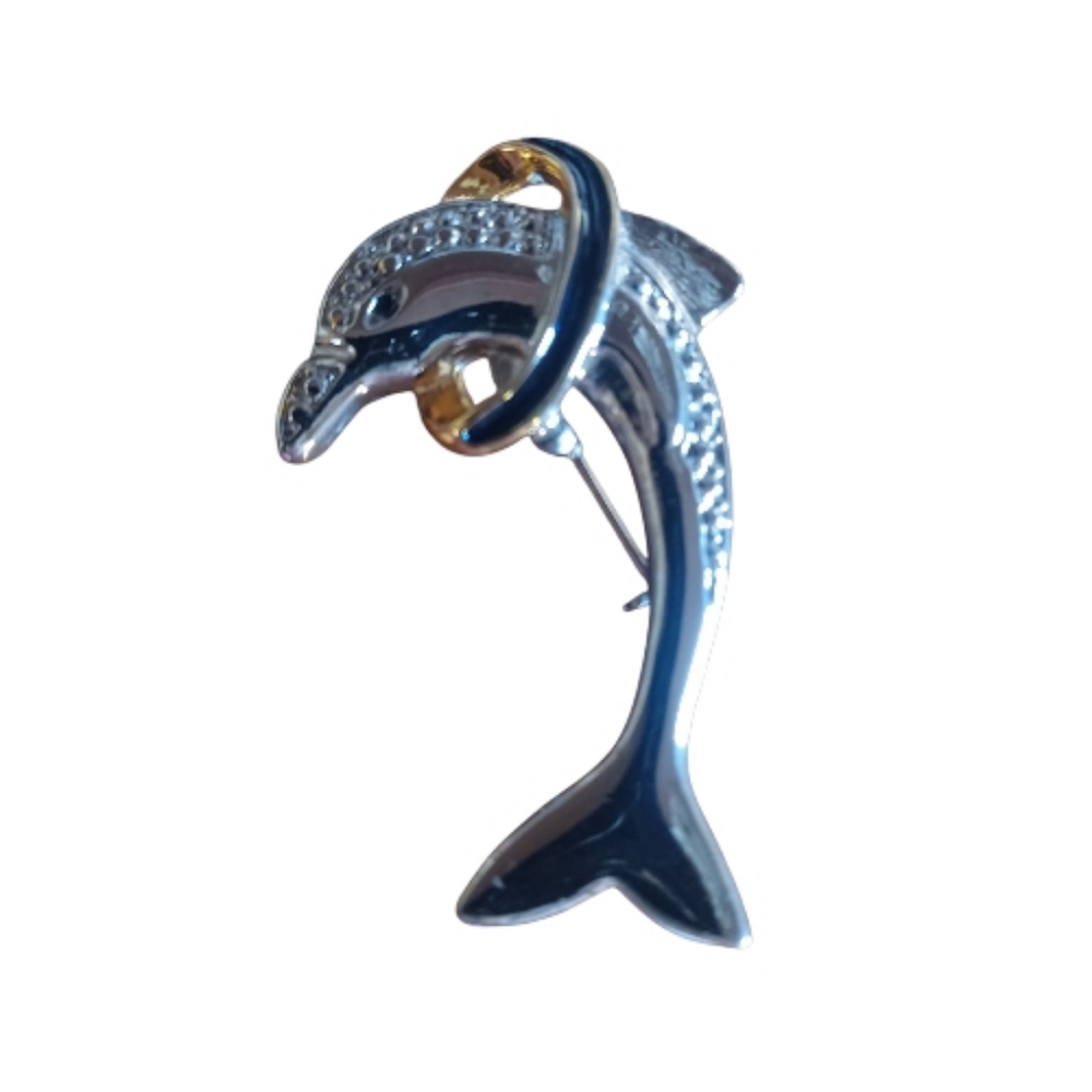 Dolphin Brooch Silver Womens Jewelry Collectors Piece